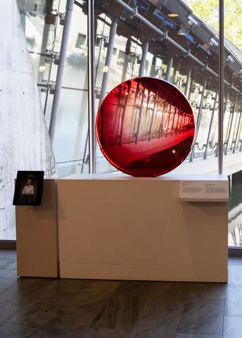 <p>Shane Drummond/BFA.com</p> Fred Eversley, Big Red Lens, 1985 at Crystal Bridges Museum of American Art, May 3, 2024.