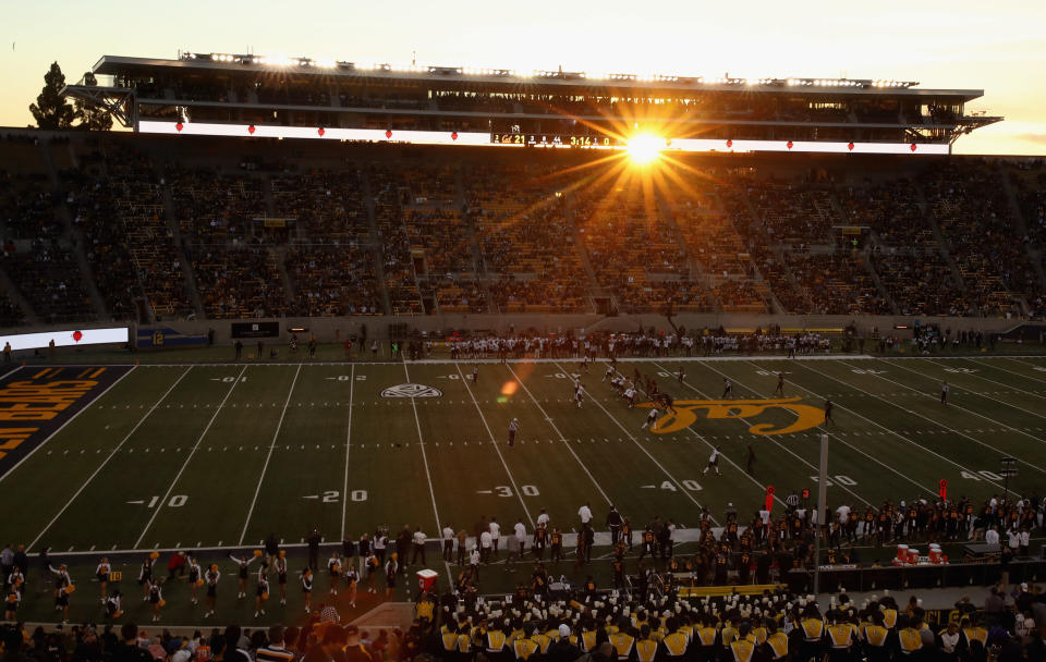 BERKELEY, CA - NOVEMBER 24:  A general view of the sunset during the Colorado Buffaloes game against the California Golden Bears at California Memorial Stadium on November 24, 2018 in Berkeley, California.  (Photo by Ezra Shaw/Getty Images)