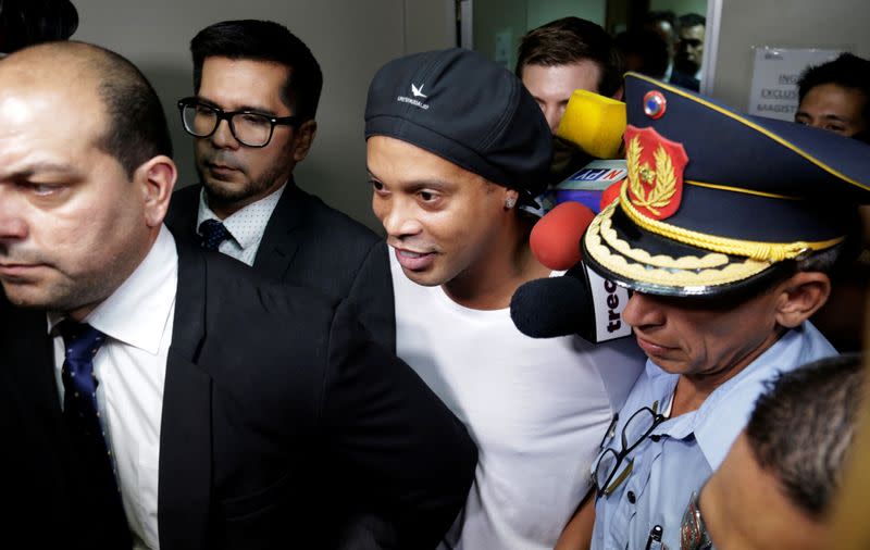 Ronaldinho leaves Paraguay's Supreme Court after testifying in Asuncion