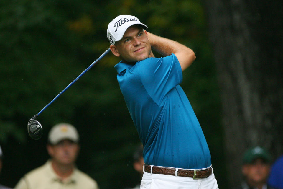 GREENSBORO, NC - AUGUST 19: Bill Haas hits his tee shot on the second hole during the final round of the Wyndham Championship at Sedgefield Country Club on August 19, 2012 in Greensboro, North Carolina. (Photo by Hunter Martin/Getty Images)