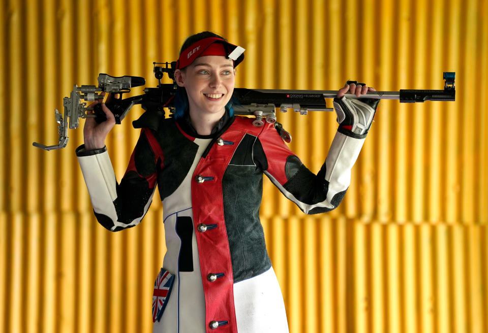 <p>Seonaid McIntosh during a photocall for the Tokyo Olympics 2020 at her shooting range in Alloa, Scotland. Picture date: Tuesday June 15, 2021.</p>

