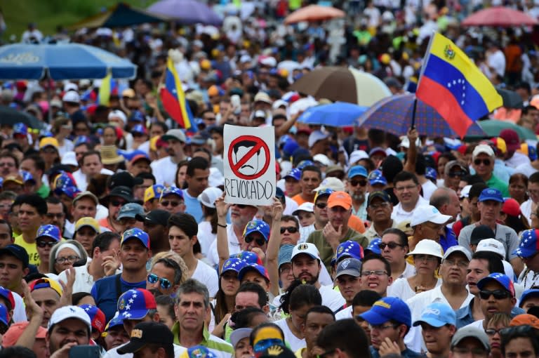 The opposition, which maintains there are 100 political prisoners in Venezuela, was enraged when electoral authorities last month halted a drive to hold a recall referendum against Maduro