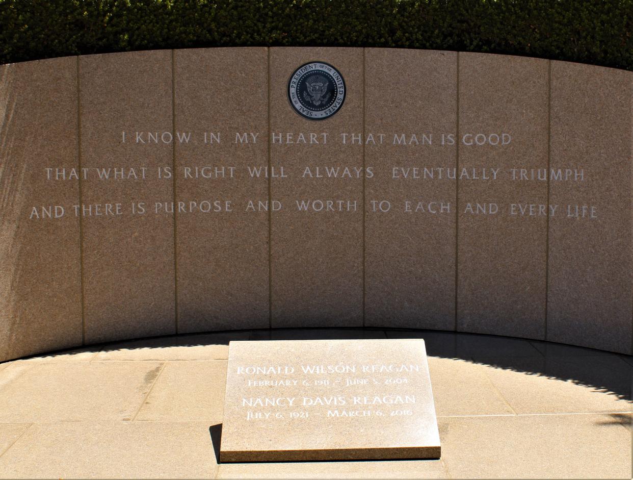 The Reagans' final resting place at the Ronald Reagan Presidential Library in Simi Valley, Calif.