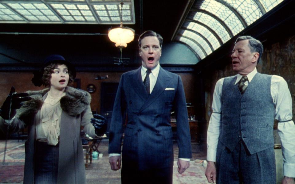 Helena Bonham Carter, Colin Firth and Geoffrey Rush in The King's Speech