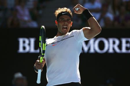 Tennis - Australian Open - Melbourne Park, Melbourne, Australia - 21/1/17 Spain's Rafael Nadal reacts during his Men's singles third round match against Germany's Alexander Zverev. REUTERS/Thomas Peter