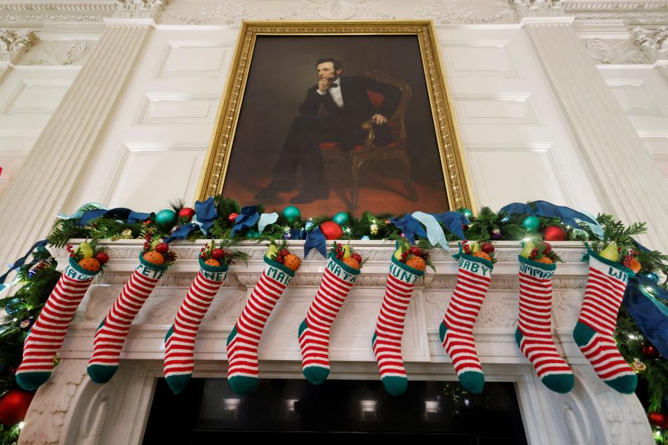 Biden family stockings hang at the White House