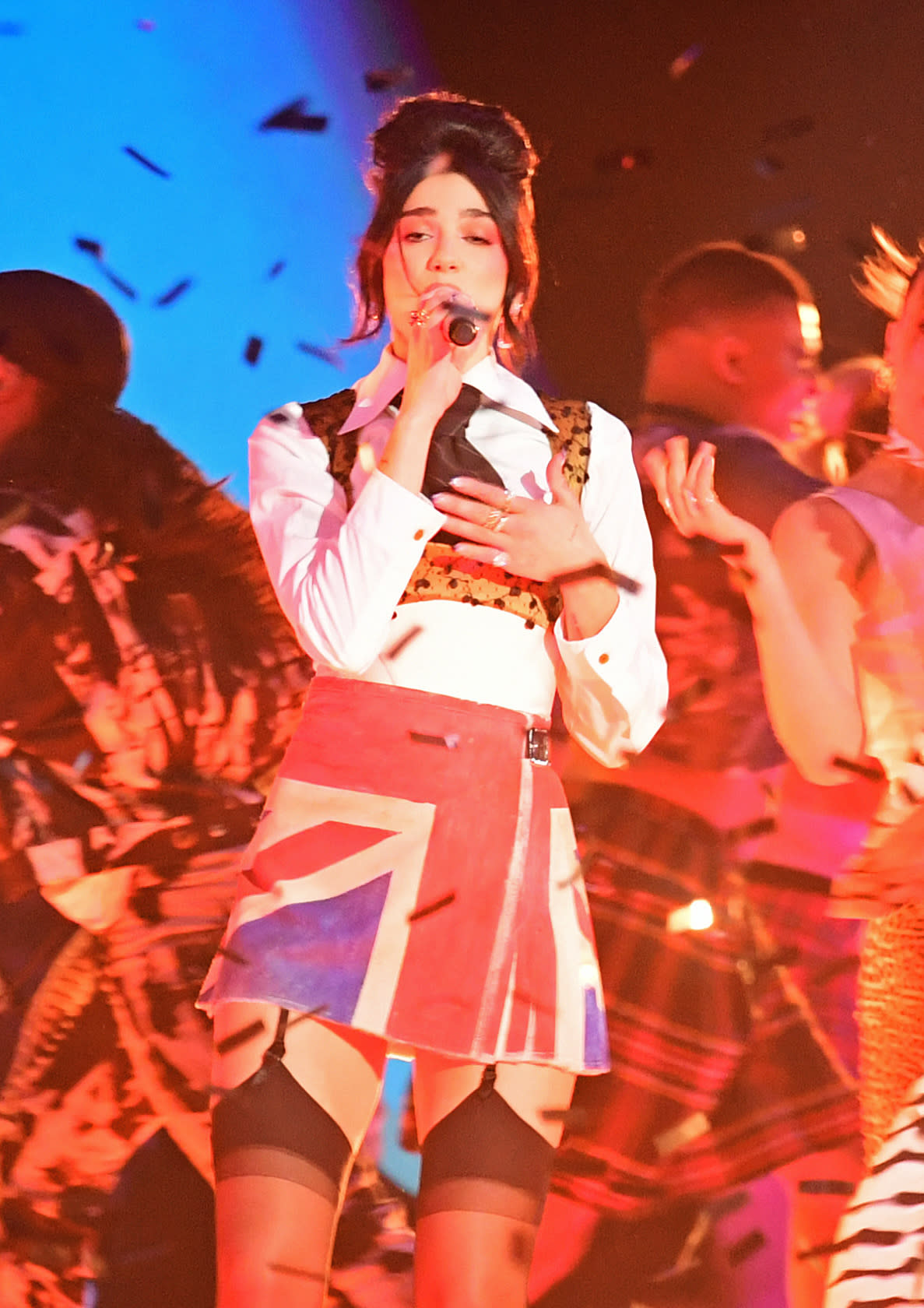 Dua Lipa performs during the Brit Awards 2021 at the O2 Arena, London. Picture date: Tuesday May 11, 2021.
