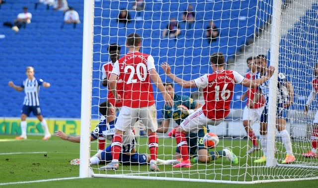 Lewis Dunk scrambled Brighton's equaliser over the line.