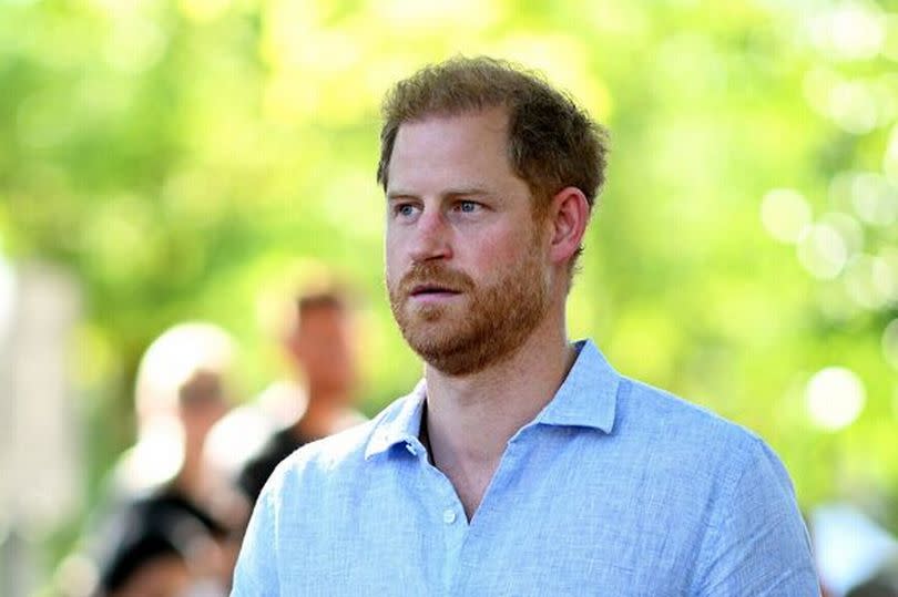 : Prince Harry, Duke of Sussex looks on during day six of the Invictus Games Dusseldorf 2023 on September 15, 2023 in Duesseldorf, Germany