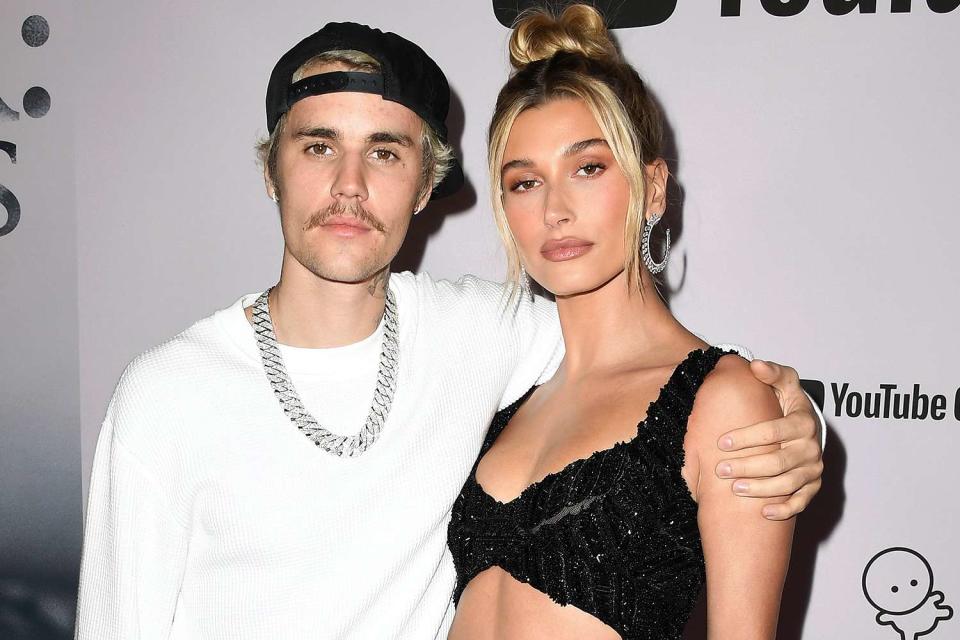 <p>Jon Kopaloff/Getty Images</p> Hailey and Justin Bieber