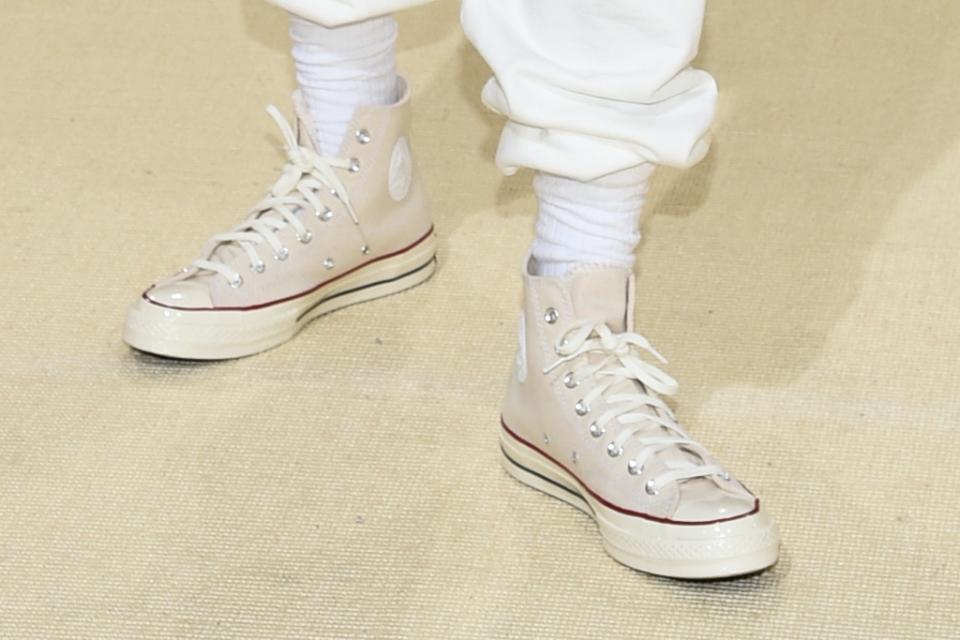 A closer look at Chalamet’s Converse sneakers. - Credit: Evan Agostini/Invision/AP