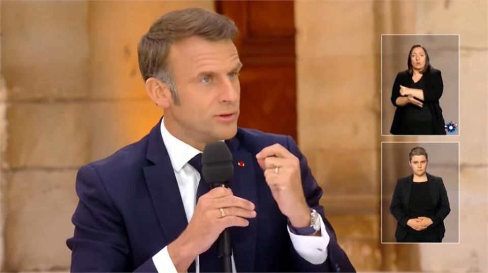 法國總統馬克宏月初突然宣佈解散國會。   圖：翻攝Emmanuel Macron YouTube頻道