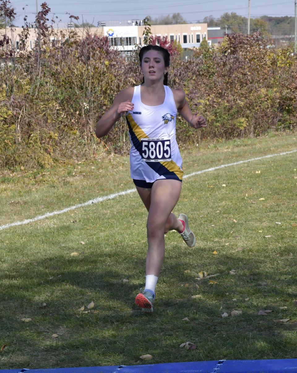 Kate Stiens of Walnut Hills placed ninth at the Southwest Ohio District Division I-B girls cross country championships, Oct. 22, 2022.