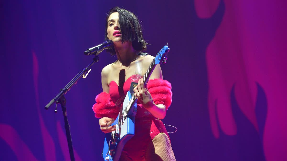  Annie Clarke, aka St. Vincent, performs live on stage at Brixton Academy on October 17, 2017 in London, England. 
