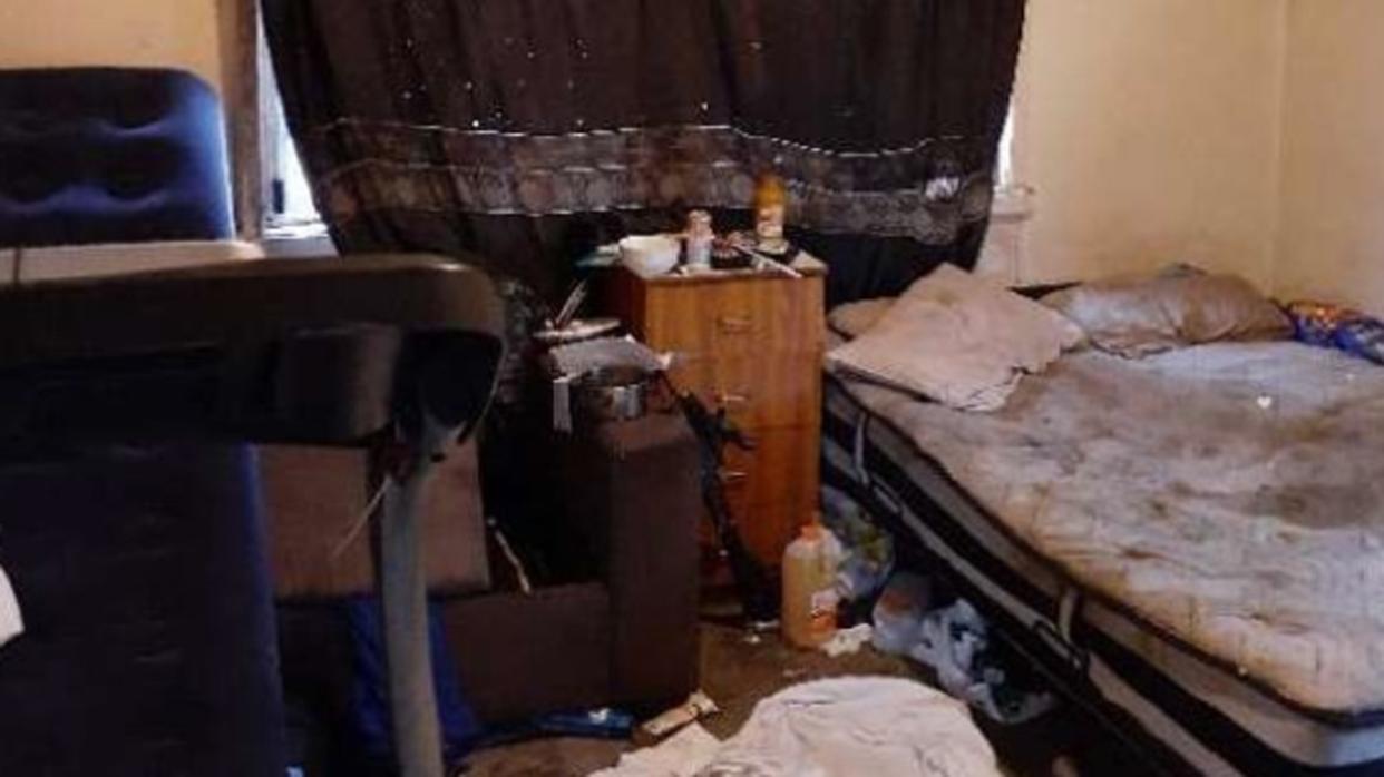 The father's bedroom in the home is seen in squalid condition. Picture: Supplied