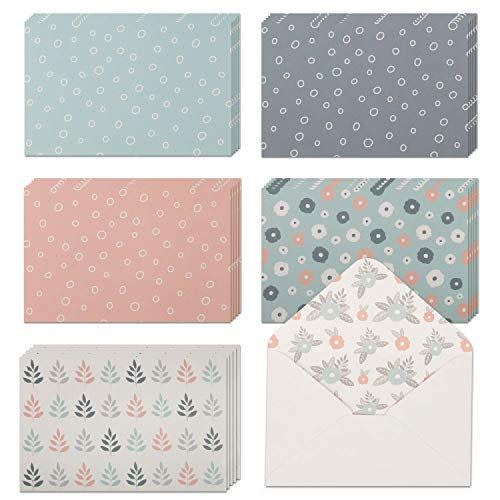 16) 40 Blank Note Cards with Envelopes & Stickers | 4” x 6” Bulk Boxed Set of all Occasions Greeting Notecards | Assortment of Colored Stationary Plain Greeting Cards.