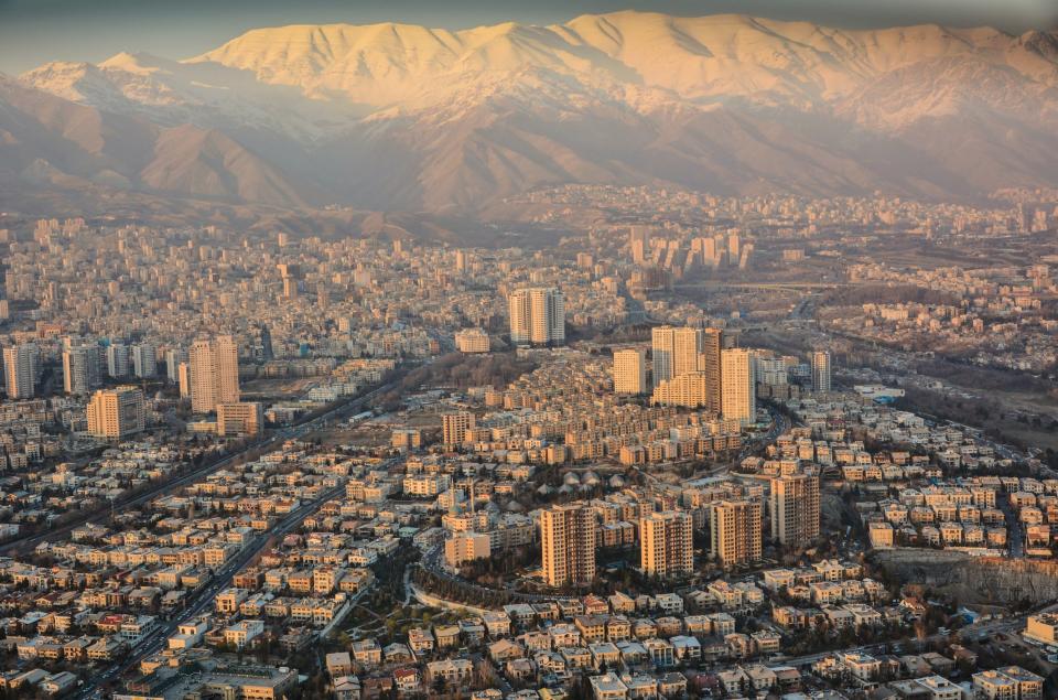 The snow-capped Alborz mountain range overlook the Iranian capital of Tehran: istock