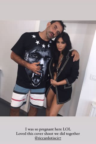 <p>Kim Kardashian/ Instagram</p> Kim with Burberry creative director Ricardo Tisci