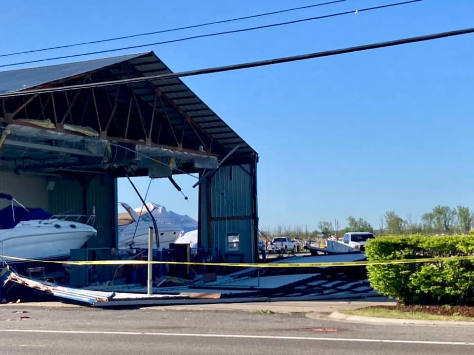 Colony Marina, located at 24530 Jefferson Avenue in St. Clair Shores, is missing an entire wall after the strong thunderstorms on May 7, 2024.