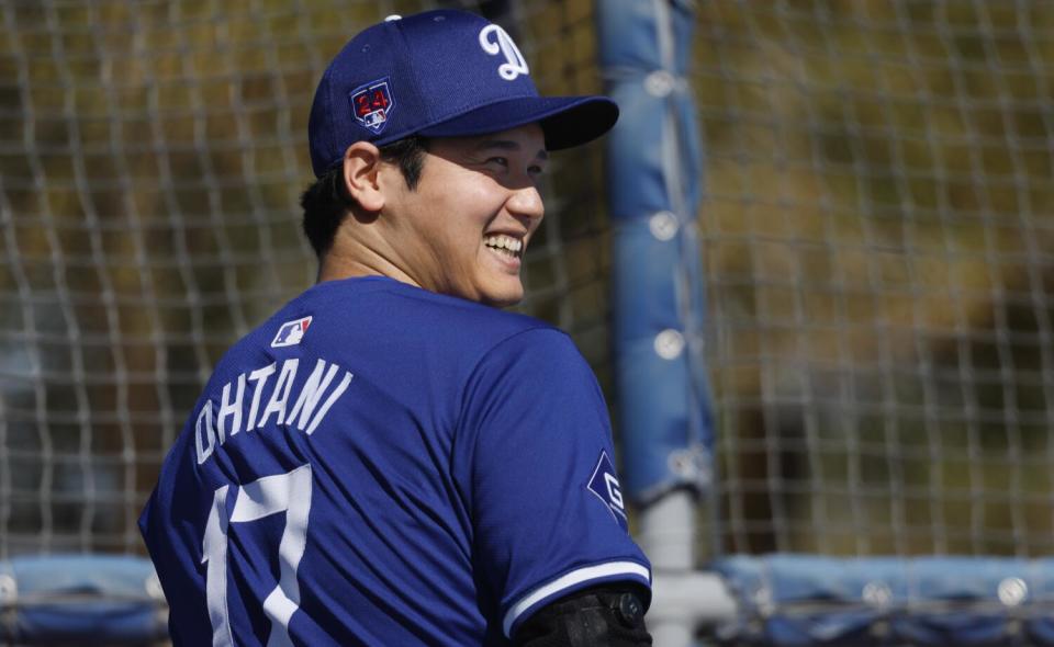 Shohei Ohtani will play in his first spring training game for the Dodgers on Tuesday.