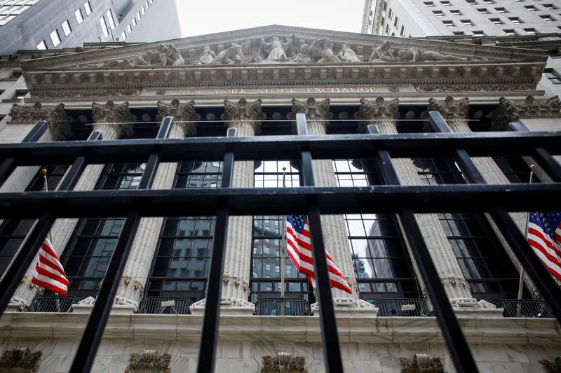 FILE PHOTO: The front facade of the NYSE is seen in New York