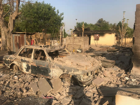 A general view shows the damage in Dong village after herdsmen and Nigeria’s air force attacked the village on December 4 in Adamawa state, Nigeria December 21, 2017. Picture taken December 21, 2017. Amnesty International/Handout via REUTERS