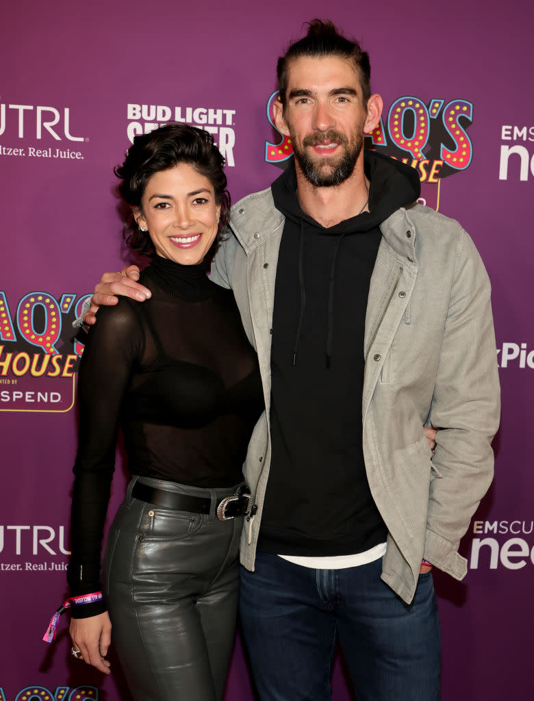 SCOTTSDALE, ARIZONA - FEBRUARY 10: (L-R) Nicole Johnson and Michael Phelps attend Shaq's Fun House Big Game Weekend at Talking Stick Resort on February 10, 2023 in Scottsdale, Arizona. (Photo by Ethan Miller/Getty Images)