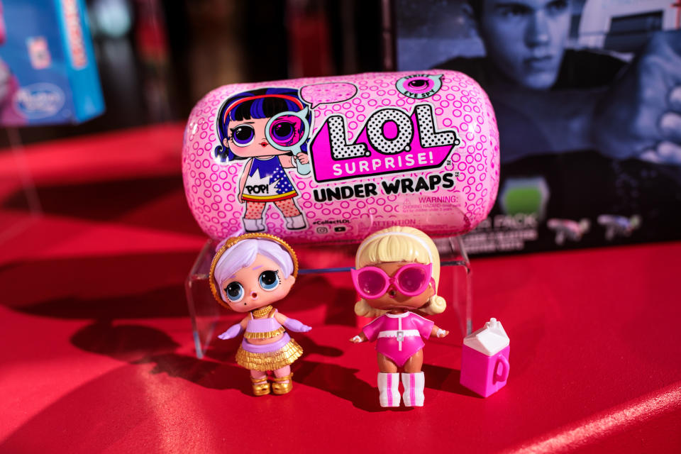 LONDON, ENGLAND - NOVEMBER 14: 'L.O.L Surprise! Under Wraps' dolls on display at a 'Dream Toys' event to unveil the top twelve toys this Christmas on November 14, 2018 in London, England. The Toy Retailers Association today announced that Hasbros Monopoly: Fortnite Edition is top of their 'DreamToys' list for Christmas 2018. (Photo by Jack Taylor/Getty Images)