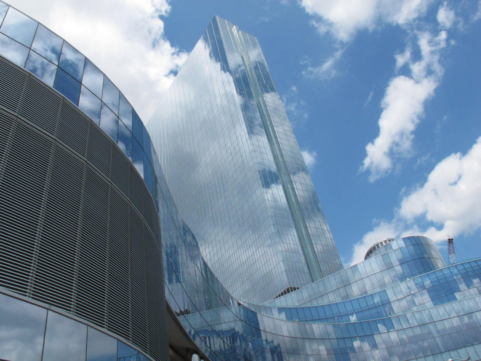 This May 10, 2012, photo shows the exterior of the former Revel casino in Atlantic City, N.J. The casino, now known as the Ocean Casino Resort, will turn a profit in May 2019 after months of steep losses. (AP Photo/Wayne Parry)