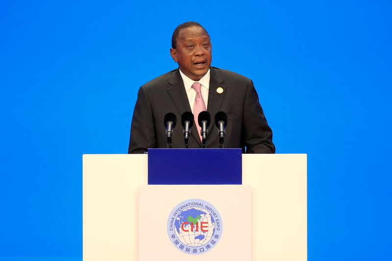 FILE PHOTO: Kenyan President Uhuru Kenyatta speaks at the opening ceremony for the first China International Import Expo (CIIE) in Shanghai