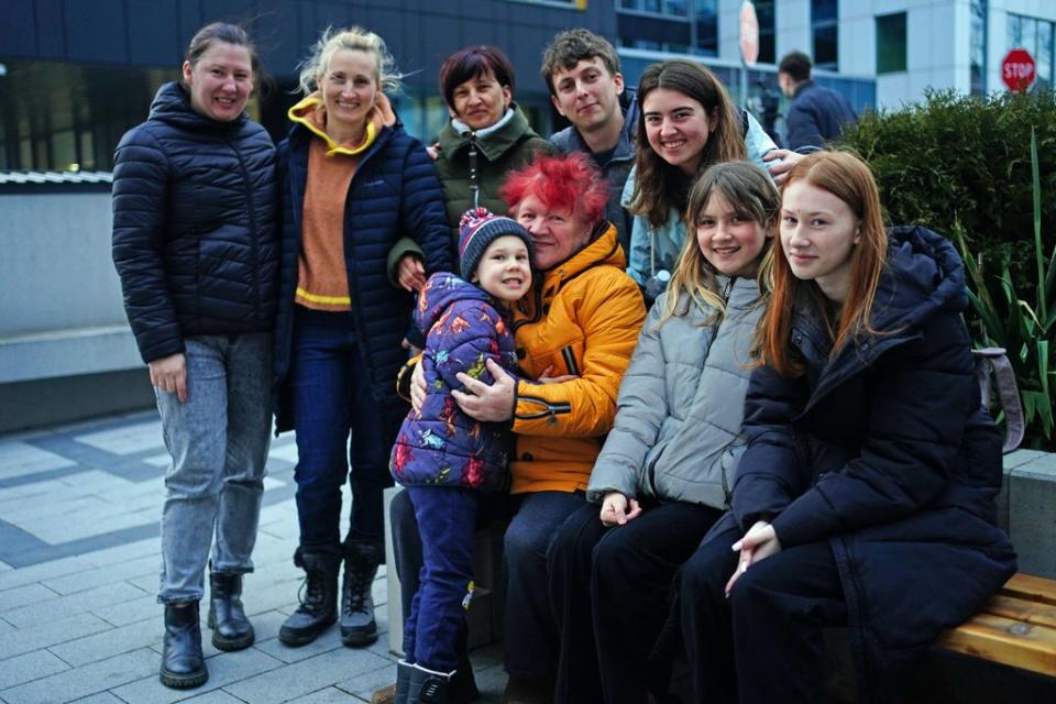 Anastasia Marunich, second right, can now move to the UK with the rest of her family members (Victoria Jones/PA) (PA Wire)