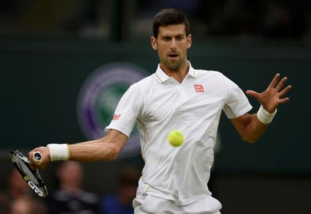 Britain Tennis - Wimbledon - All England Lawn Tennis & Croquet Club, Wimbledon, England - 29/6/16 Serbia's Novak Djokovic in action against France's Adrian Mannarino REUTERS/Tony O'Brien