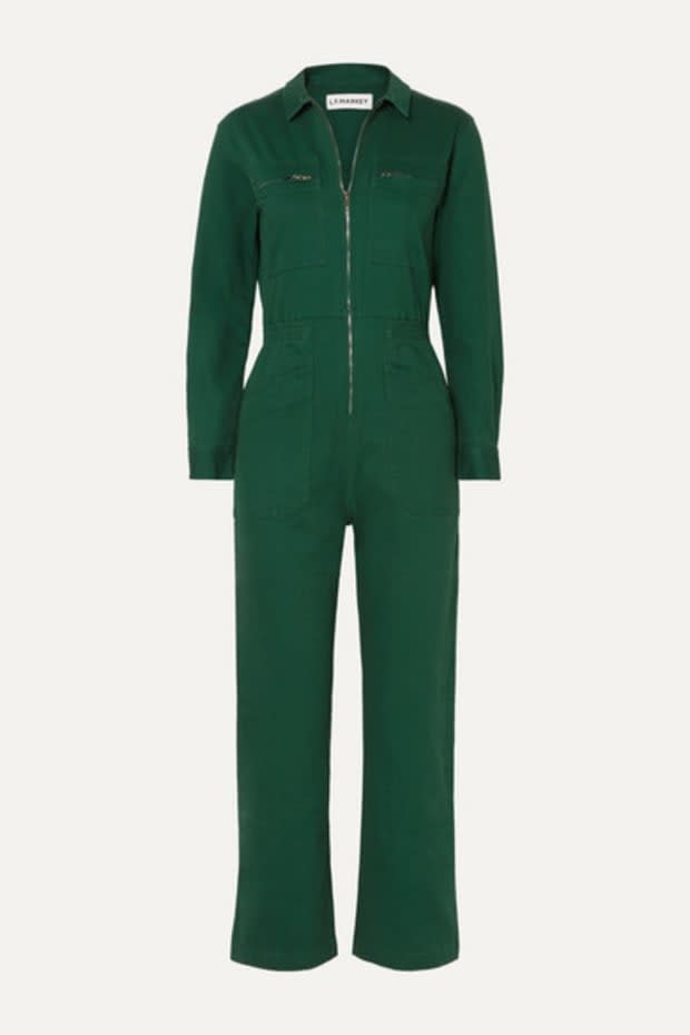 <p>L.F. Markey Danny Cotton-Blend Drill Jumpsuit, $113 (from $225), <a href="https://rstyle.me/+Ge2-5Ya1gocUmoFcsfjrHw" rel="nofollow noopener" target="_blank" data-ylk="slk:available here;elm:context_link;itc:0;sec:content-canvas" class="link ">available here</a>. </p>