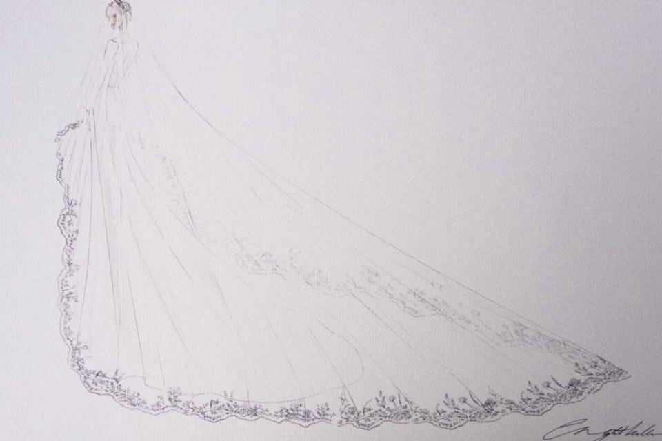 An official sketch of Meghan Markle's Givenchy dress