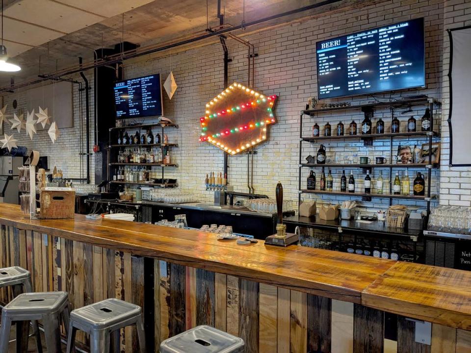 View of the bar at The Old Bakery Beer Company in Alton