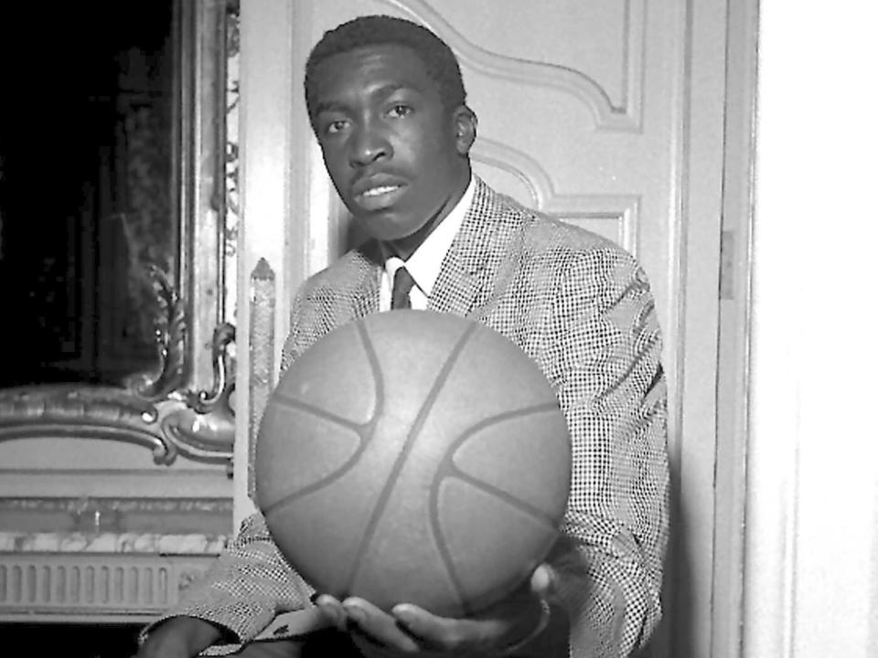FILE - Earl Monroe of Winston-Salem College, poses May 3, 1967, at the school in Winston-Salem, N.C. Willis Reed played at Grambling, Sam Jones at North Carolina Central, Earl Monroe at Winston-Salem, and they're just a handful of players who took the path from HBCUs to the Hall of Fame. Their NBA exploits are the stuff of legend. Their college exploits, not so much, in large part because their schools didn't get the attention that others did. (AP Photo/AC, File)