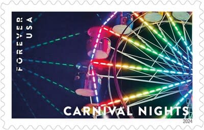 El Servicio Postal de EE. UU. revela estampillas adicionales para 2024 - Estampilla Noches de Carnaval - Crédito de la imagen: Servicio Postal de EE. UU.