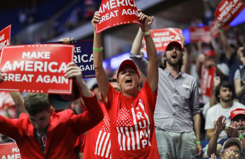 U.S. President Donald Trump holds his first re-election campaign rally in several months in Tulsa, Oklahoma