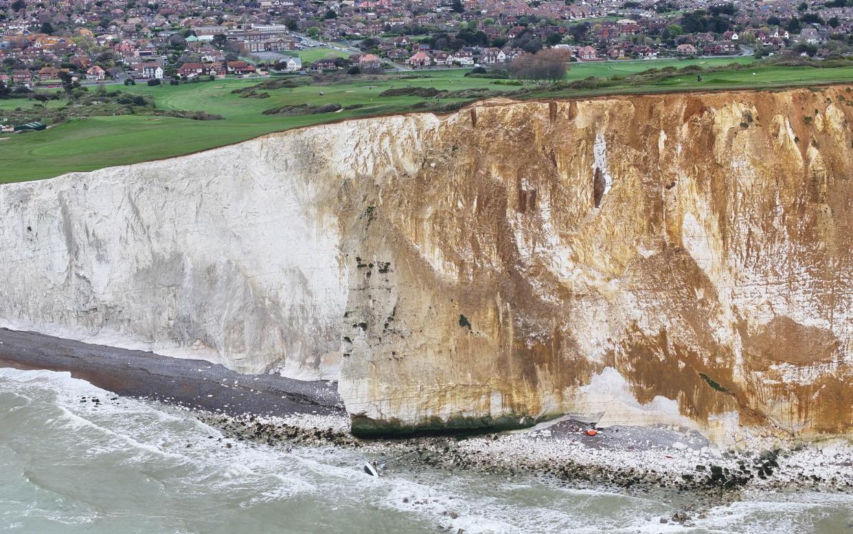 The shore of Seaford Head where the yacht ran aground