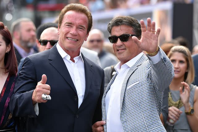 <p>Axelle/Bauer-Griffin/FilmMagic</p> Arnold Schwarzenegger and Sylvester Stallone on June 28, 2015