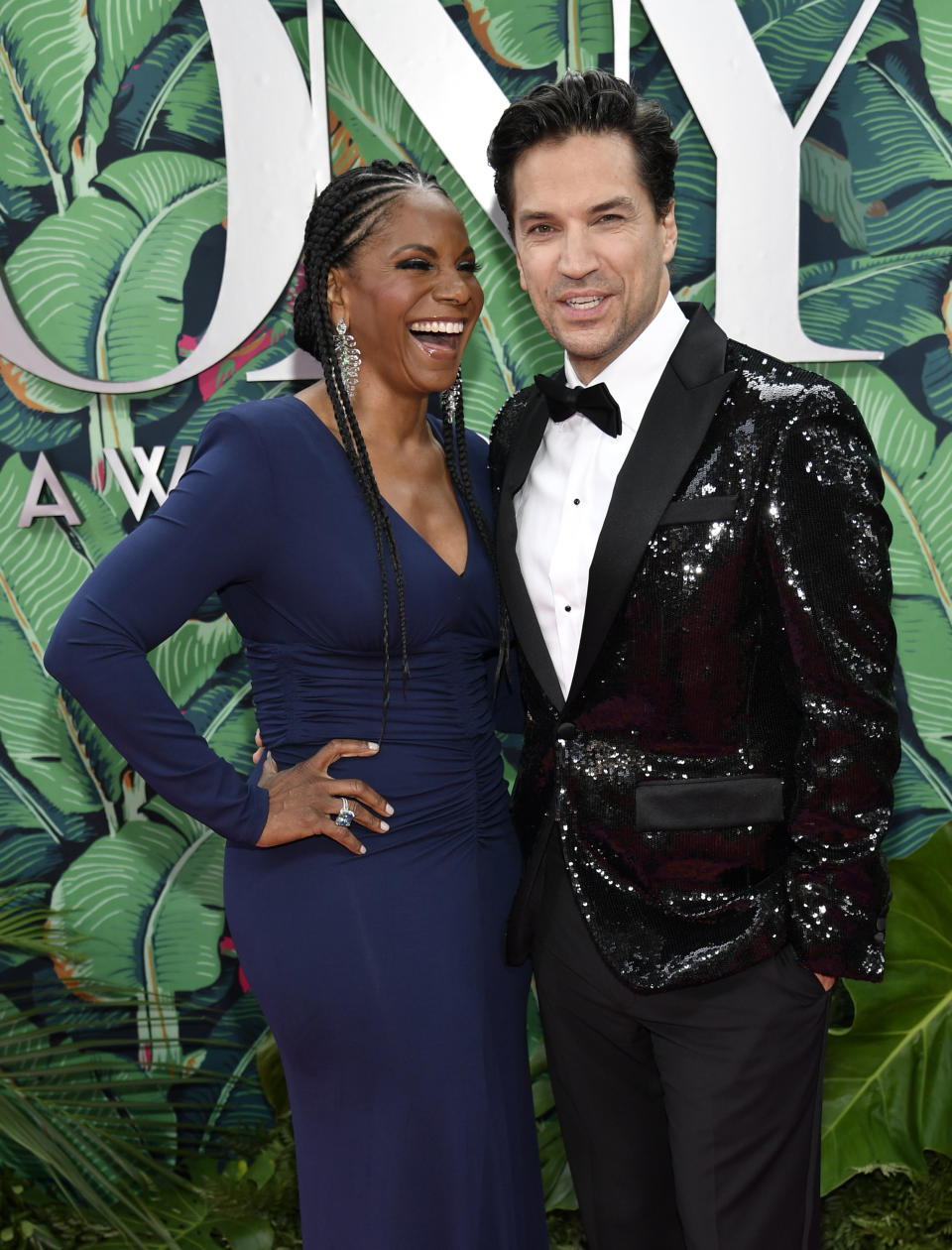 Audra McDonald, left, and Will Swenson arrive at the 76th annual Tony Awards on Sunday, June 11, 2023, at the United Palace theater in New York. (Photo by Evan Agostini/Invision/AP)