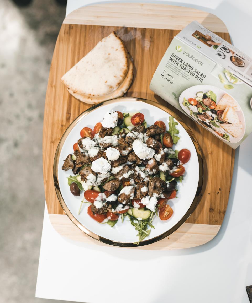 The lamb pita Meal Kit was cooked in around 10 minutes at the Meal Kitz launch in Sydney. Photo: Youfoodz