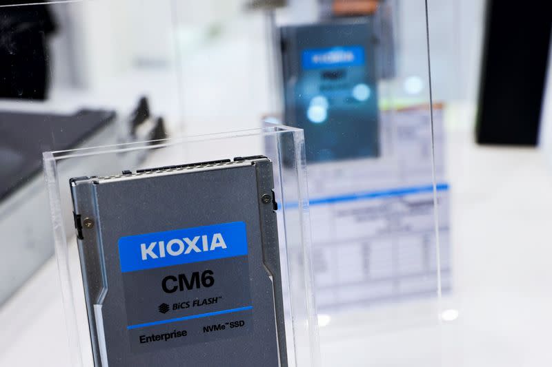 KIOXIA gadgets can be seen at COMPUTEX Taipei, one of the world's largest computer and technology trade shows in Taipei