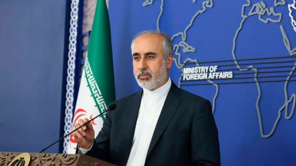 PHOTO: In this photo released on Aug. 11, 2022, by the Iranian Foreign Ministry, Foreign Ministry spokesperson Nasser Kanaani speaks in Tehran, Iran. (Iranian Foreign Ministry via AP)