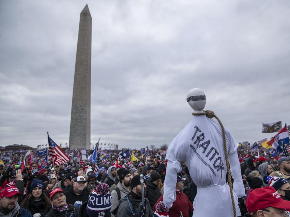 trump supporters protest capitol washington dc election noose traitor maga 