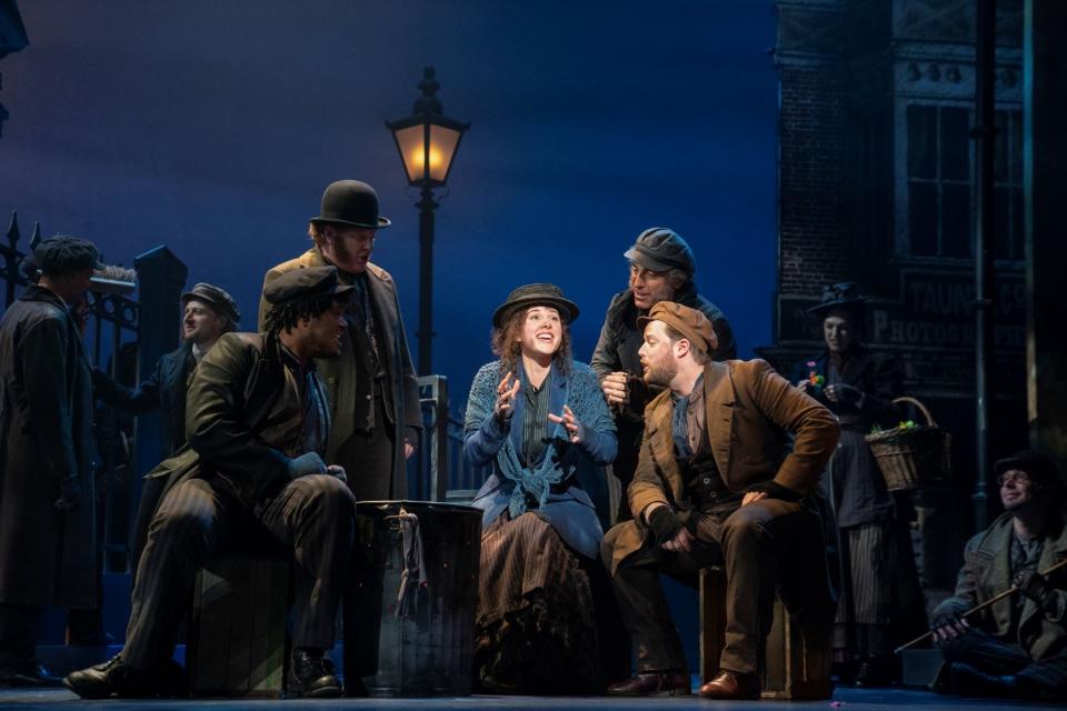 Shereen Ahmed, center, and other members of the tour cast of "My Fair Lady"