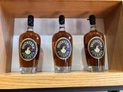 FILE - In this Jan. 25, 2019 photo, bottles of Michter's Bourbon are displayed at the spirit maker's new Fort Nelson Distillery in Louisville, Ky. The European Union and the United States have decided to temporarily suspend measures at the heart of a steel tariff dispute that is seen as one of the major trade issues dividing the two sides. When Trump imposed the tariffs, Europe retaliated by raising tariffs on U.S.-made motorcycles, bourbon, peanut butter and jeans, among other items. (AP Photo/Bruce Schreiner, File)