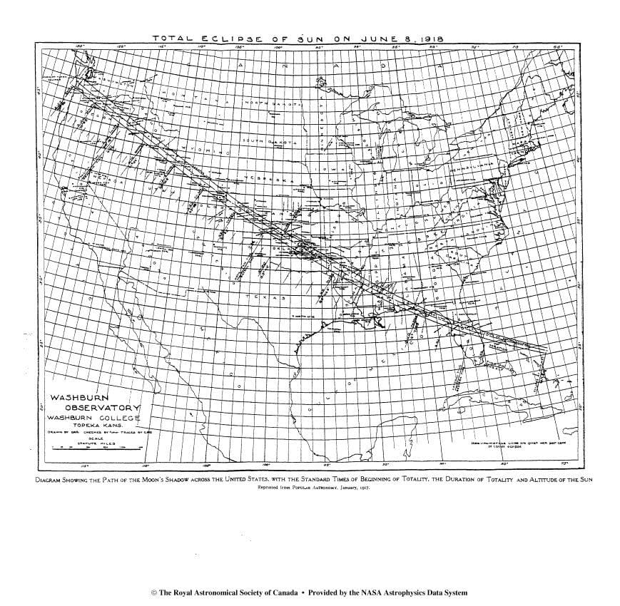 Total eclipse of sun on June 8, 1918.