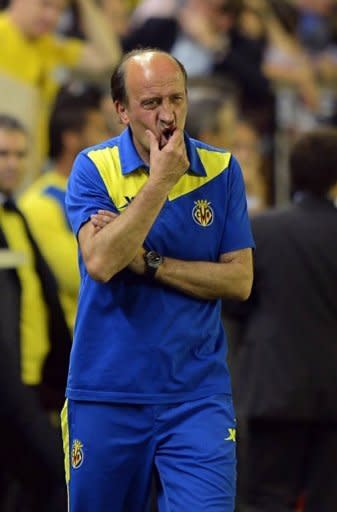 Villarreal coach Miguel Angel Lotina at the La Liga football match against Atletico Madrid at El Madrigal stadium in Villareal. Villarreal lost 1-0 at home to Atletico Madrid