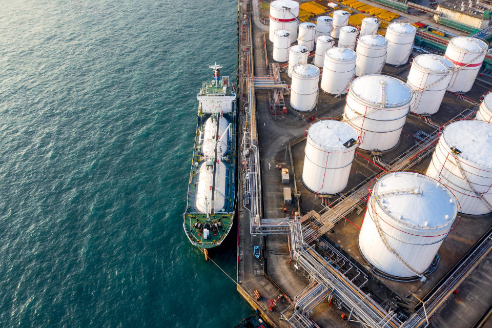 Oil Storage tank in the port in Tsing Yi, Hong Kong